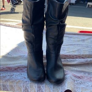 Black mid calf boots